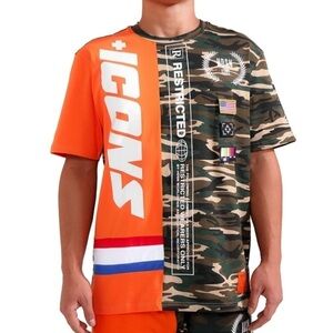 Hudson NYC Solid & Camo Split Icons Graphic Tee
